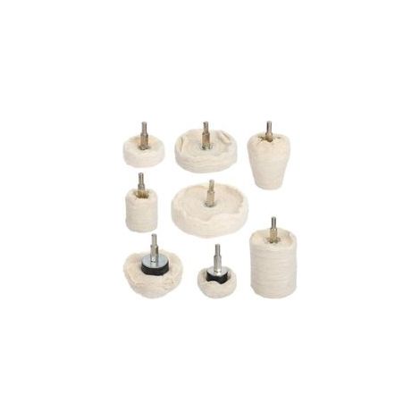 Roue de polissage pour perceuse, 8 pcs Tampon de polissage en coton pour métal (aluminium/acier inoxydable/chrome/alliage/laiton) bois plastique verre céramiqueDA (1/5)