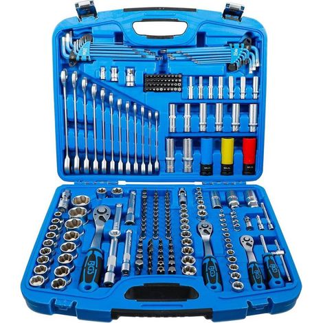Coffret de Douilles à Profil Ondulé 218 pcs - 6,3 mm (1/4), 10 mm (3/8), 12,5 mm (1/2) - Acier Résistant et Complet - D-Work