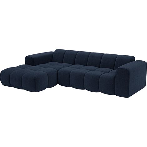 Canapé d'angle gauche en tissu chenille bleu nuit CALESO de Maison Céphy