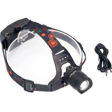 Lampe frontale d'urgence, LED, rechargeable par USB, 1200 lumens, étanche, lampe torche, pour le camping en plein air. (1/5)