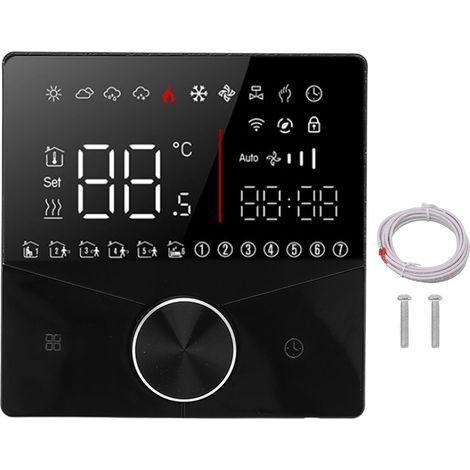 Intelligenter digitaler Thermostat, LCD-Farbdisplay, präzise Steuerung, intelligenter Temperaturregler, schwarz (1/5)