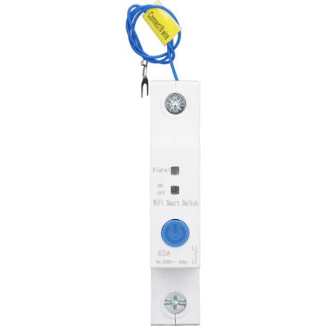 Disjoncteur intelligent Wi-Fi, unipolaire, montage sur rail DIN, commande à distance par application, relais temporisé, 230 V CA, 63 A