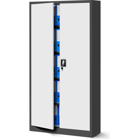 Armoire en métal verrouillable JAN, 900 x 1850 x 400 mm, blanc anthracite