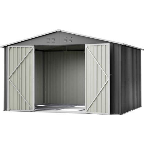 CHICFURN Casetta da giardino in metallo 300x252x191 cm antracite tetto a due falde con aerazioni (1/5)