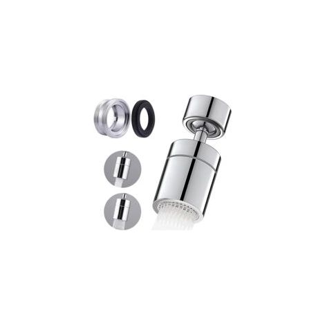360° drehbarer Wasserhahnhalter mit Luftstrahlregler und zwei Strahlarten. M22/24-Wasserhahnsieb mit Adapter für Bad und Küche. – Crezuo