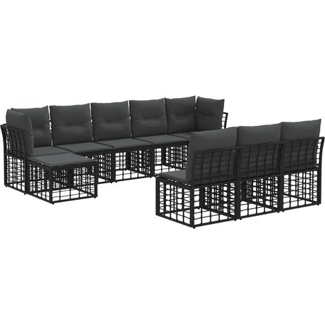 Maison Exclusive - Outdoor-Sofagarnitur Schwarz und Dunkelgrau Po