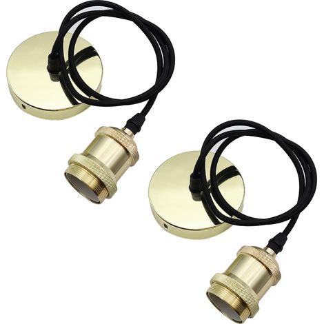 Lot de 2 suspension en métal Support de Lampe E27 avec Câble Textile Réglable 100cm Câble de Suspension pour éclairage au Plafond Salon Chambre Cuisine (D) (1/5)
