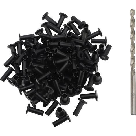 Kit de protection de garde-corps de câble 3/16, manchons de protection noirs en acier inoxydable T316 avec foret, 101 pièces (1/2)
