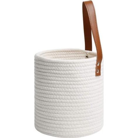 Pot de fleur suspendu en corde tissée - Blanc - Décoration murale rustique (1/4)