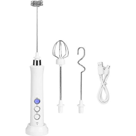 Elektrischer USB-Milchaufschäumer mit 3 Geschwindigkeitsstufen, 3-Schneebesen-Eierquirl, Kaffee- und Getränkemixer. (1/5)