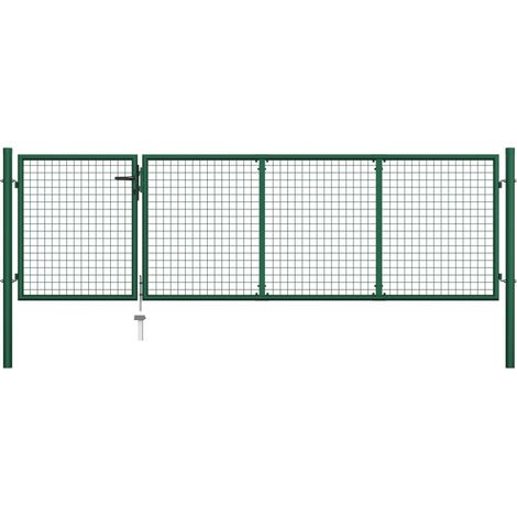 Garden Gate Steel 350x100 cm Green vidaXL
