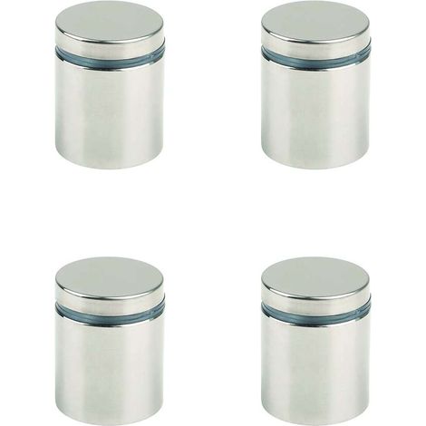 Cyclingcolors – Support de vitre imitation inox 4x – Joint en plastique – Ø25mm – Capacité de charge 35kg – Pour étagère et miroir