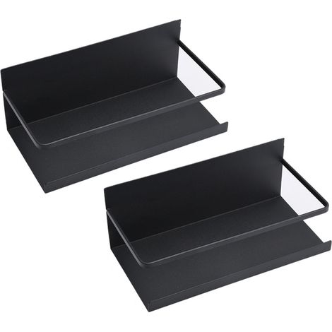 Lot de 2 étagères magnétiques à épices pour réfrigérateur, rangement multifonction pour la cuisine, noires (1/5)
