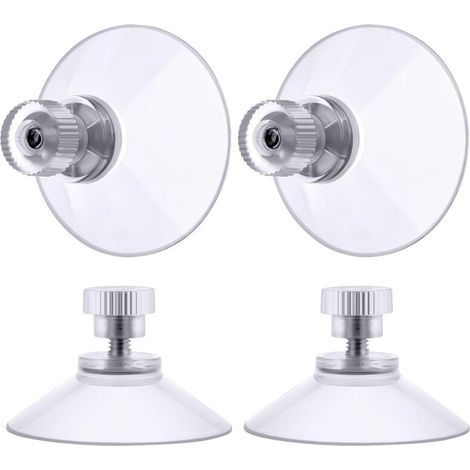 ventouse a visser, 4 Pièces 50mm Ventouses Transparentes avec Filetage, Extra Fortes PVC Plastique Suspension Rideau Isolant Ventouse pour Camping Car, Fenêtre, Salle de Bain, Van