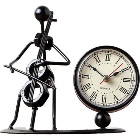 Horloge de table élégante, declassique en forme de violoncelle, horloge analogique pour votre chambre, bureau ou salon. (1/5)