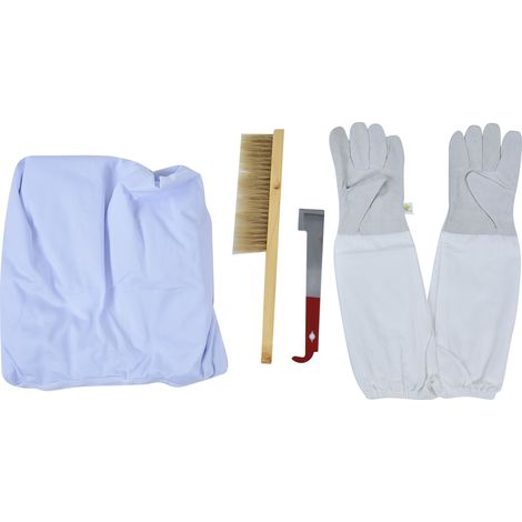 Ensemble d'apiculture comprenant : combinaison, veste de protection ventilée, gants, grattoir, brosse à abeilles et kit d'outils. (1/5)