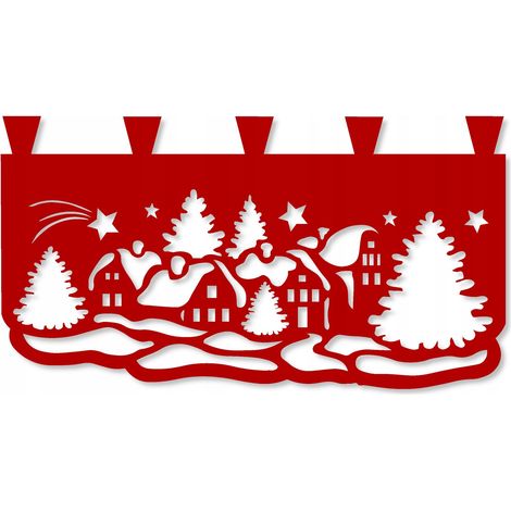 Küchenvorhang M10, Weihnachtslandschaftsmuster, 60 x 35 cm