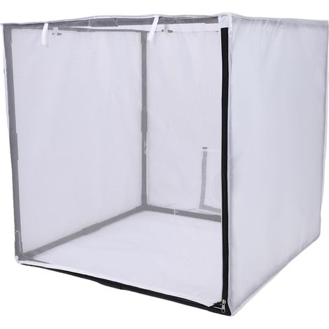 Abri de peinture au pistolet transportable démontable avec rideau maille et filtre, toile Oxford PVC blanche 75x75x75 cm garage atelier jardin (1/5)
