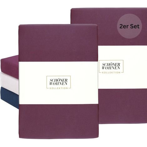 SCHÖNER WOHNEN Lenzuolo con angoli per bambini BASIC - Set da 2 60x120 cm, bacca