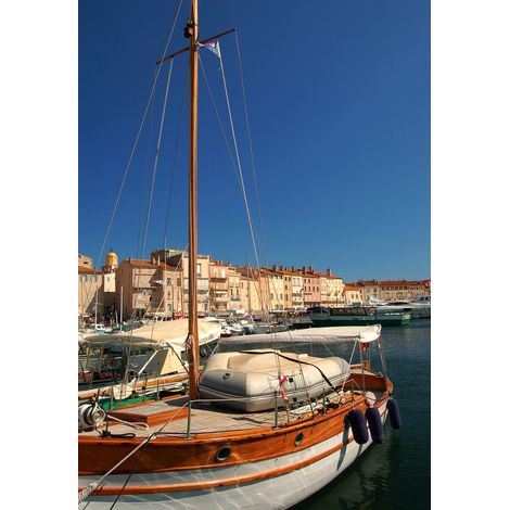 Tableau sur toile voilier à Saint-Tropez 30x45 cm - Impression sur Toile Murale Décorative - Image imprimée en HD sur Toile - Toile sur Châssis en Bois FSC - Fabriqué en France