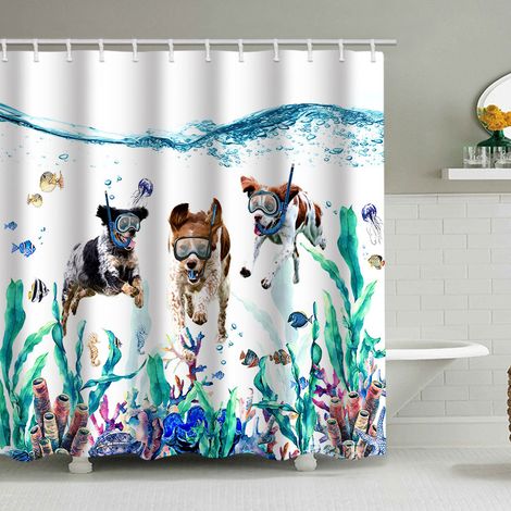 180 x 200 cm Duschvorhang mit lustigem Tiermuster, wasserdicht, inklusive 12 Haken, geeignet für Erwachsene und Kinder, Badezimmerdekorationsaccessoire.