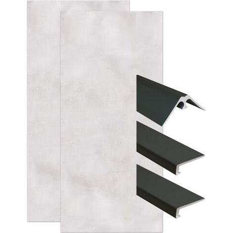 ONDEE - Kit instalación paneles murales esquina PALOMA hormigón 120cm perfil negro (1/4)