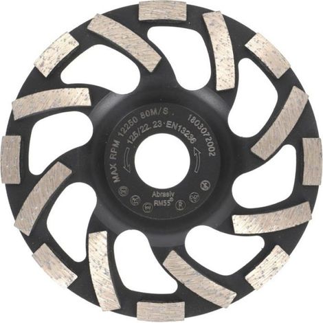 Meule diamantée professionnelle 125 mm x 22,2 mm Plateau de ponçage pour chape (1/5)