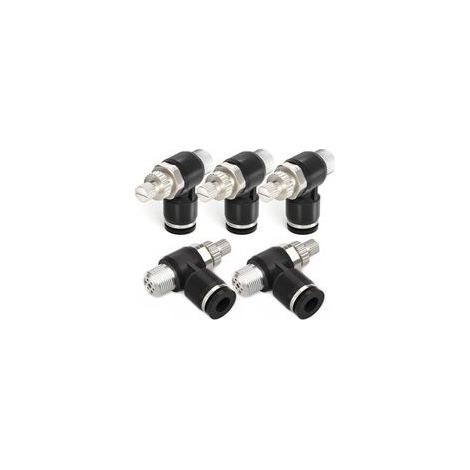 PNEUMATIC 2 Pack SL8-02 Raccordement de conduite d'air à enficher Vanne de régulation de débit d'air 8MM ou 1/4 pouce BSP angle 90 degrés Raccord de vanne de régulation de vitesse d'air (1/5)