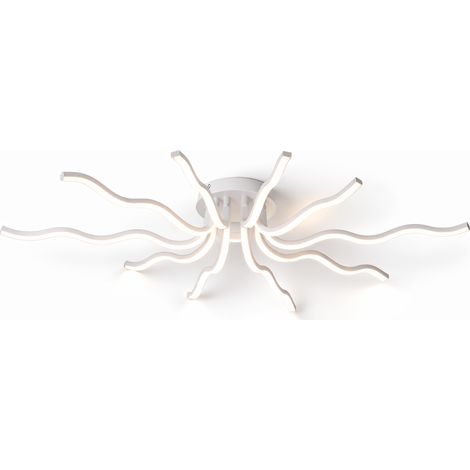 Plafoniera LED Moderna 56W Bianco CCT Switch Luce calda 3000K, Naturale 4000K, Fredda 6500K 4480LM Design Ondulato Soffitto Alluminio Acrilico