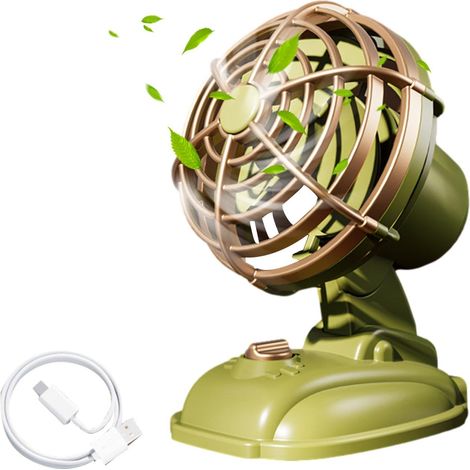 Ventilateur personnel, ventilateur portable - Ventilateur de circulation d'air pour petite pièce - USB rechargeable vintage 2 vitesses, petit ventilateur silencieux pour les voyages (1/5)