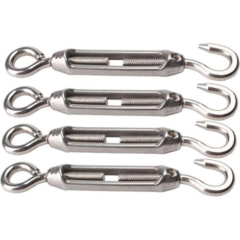 Eckschnalle aus Edelstahl 304, M4-Ösen-Eckseilspannhaken und Ösenseilspanner-Set (4-teilig)