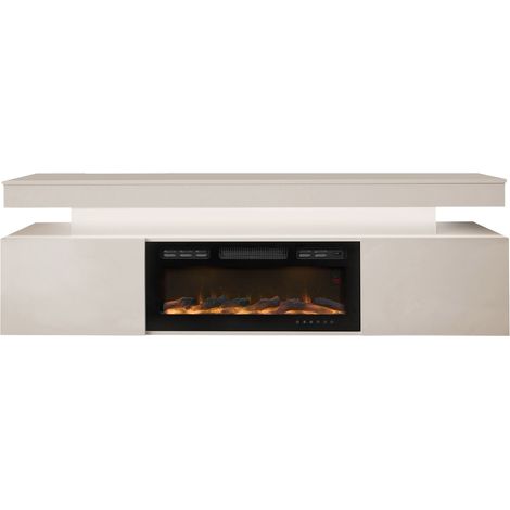 Mobilier1 – Meuble TV Monfero 104 brun clair – Dimensions 190x59x41cm – Matériaux MDF et verre trempé – Éclairage LED intégré – Système push to open