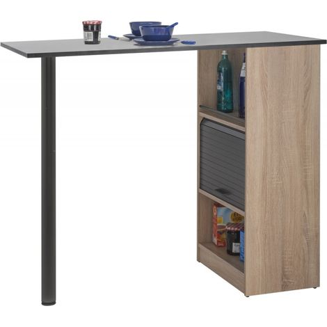 Beaux Meubles Pas Chers – Meuble de rangement de cuisine en chêne naturel avec table – Longueur 130 cm – Hauteur 107.2 cm – Éco-conçu et fabriqué en France (1/3)
