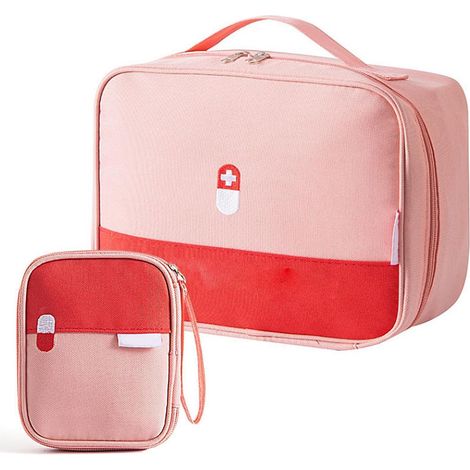 Lot de 2 sacs à médicaments, trousse de premiers secours de voyage, Rose, Étanche