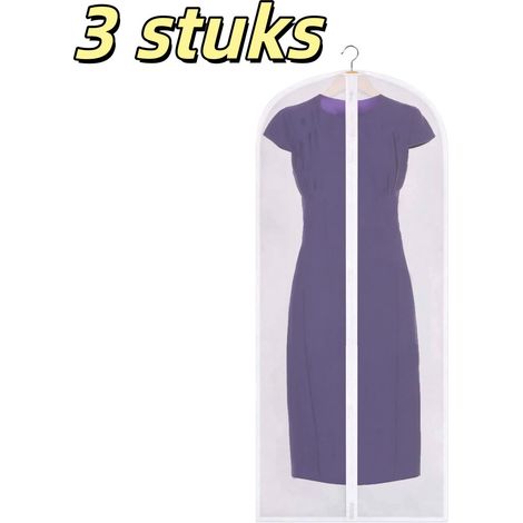 housse à vêtements imperméable anti poussière housse à vêtements avec fermeture éclair grande taille convient pour robes costumes manteaux cintres dimensions 60 x 140 cm transparente lot de 3 housses (1/5)