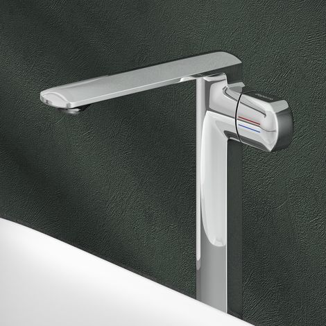 Mai & Mai Rubinetto Miscelatore Monocomando per Lavabo da Bagno, Rubinetto a Risparmio Idrico in Ottone con Tubi e Accesorri, Altazza 28.1cm Design Moderno Argento WAO-1180H (1/5)