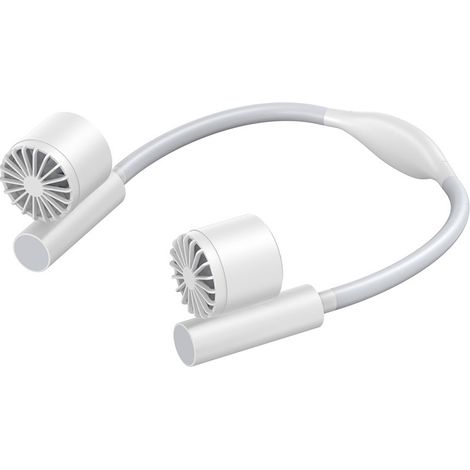 Ventilateur de cou sans pales rechargeable – 3 vitesses – 2000 mAh – 4-10 heures – 25 dB – Bras orientables – 230 g – Pour extérieur, bureau, sport -Blanc (1/4)