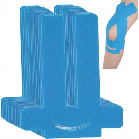 Cinta kinesiológica para rodilla de gran tamaño - 15 tiras elásticas impermeables precortadas para deportes/fitness - Multicolor (1/5)