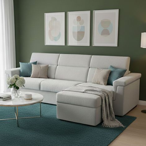 Sofá Cama con Chaise Longue Ganzaria, Desenfundable, Almacenaje Made in Italy, Hidrófugo, Multiposición, 285x160 cm (1/5)