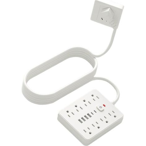 Une multiprise à 8 prises, une rallonge de 1,5 mètre, une station de charge de bureau et une protection contre les surtensions. (1/5)