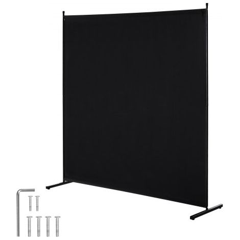 Biombo Separador de Ambientes de 1810 x 1815 x 500 mm, Panel Separador de Ambientes de un solo Panel Mampara de Privacidad para Interiores, Separador de Ambientes para Oficina, Dormitorio, Negro (1/5)
