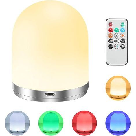 Nachtlicht, Kinderbettlampe, Fernbedienung, Timerfunktion, USB-aufladbar, RGB-Farbwechsel (1/5)