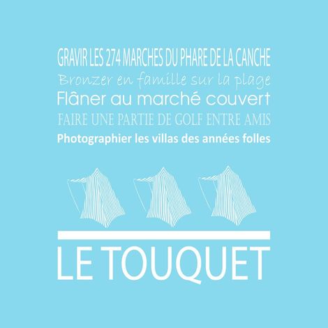 Tableau sur toile le Touquet bleu clair 30x30 cm - Impression sur Toile Murale Décorative - Image imprimée en HD sur Toile - Toile sur Châssis en Bois FSC - Fabriqué en France (1/4)