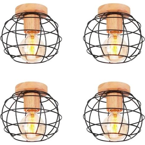 kawoo 4pcs Plafonnier Vintage Industrielle en Fer Couloir Noir (1/4)