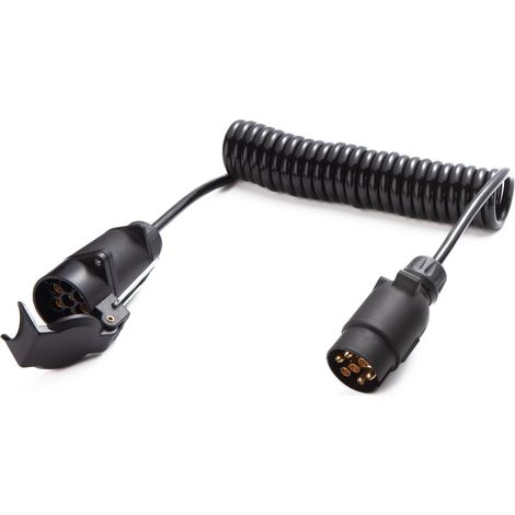 3,2 Mètres Rallonge Spirale Câble Remorque 7 Broches, Prise Remorque 7 Broches Male a Femelle, Câble Cuivre Pur, pour Véhicules Européens Remorque Yacht 12V/24V (1/5)