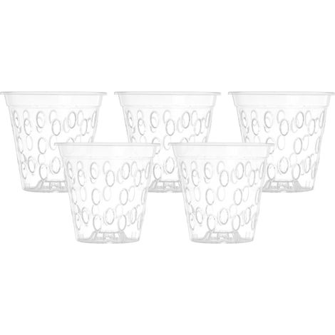 - Pot à orchidées Micro-perforé en Plastique Transparent - (Ø 14 cm, 5)