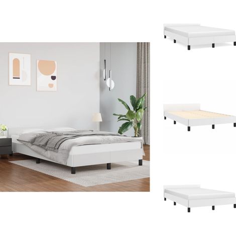 Bettgestell ohne Matratze Weiß 120x190 cm Kunstleder - Bettsofa - Schlafzimmermöbel - Doppelbett - Boxspringbetten - Lattenrost (1/5)
