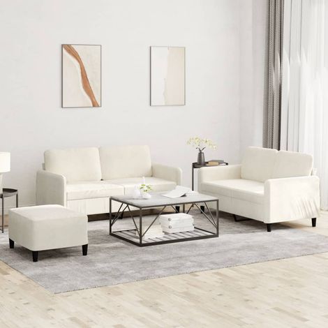 3-tlg. Sofagarnitur Creme Samt