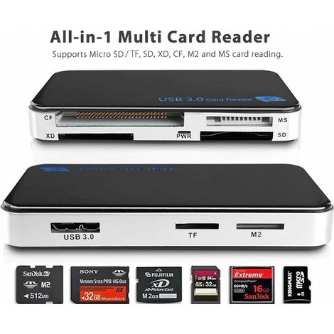Lecteur de cartes Compact Flash tout-en-un USB 3.0 5 Gbit/s, adaptateur CF, Micro SD MS XD-FFY (1/5)
