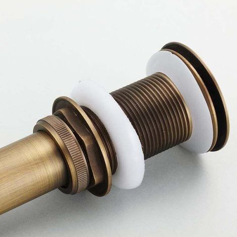 Bonde et accessoires pour vasque et lavabo, Pop-up Rétro Bouchon Bonde de Lavabo Vidange sans Trop-Plein en Laiton Bronzé Universel Valve Draineur d’Evier Vasque Siphon (1/4)